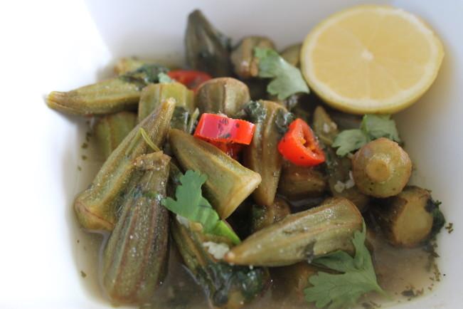 Lemony Okra with Garlic & Coriander