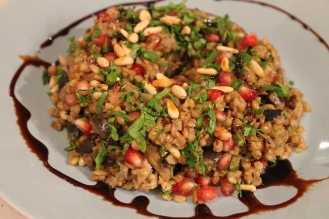 Warm Freekeh Eggplant Salad