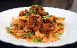 Eggplant & Shrimp Farfalle