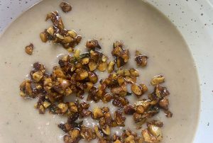 Warm Chestnut Soup with Garlic Breadcrumbs