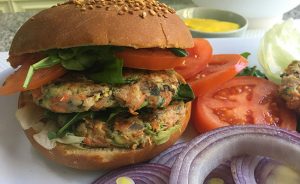 Veggie-Filled Chicken Burger