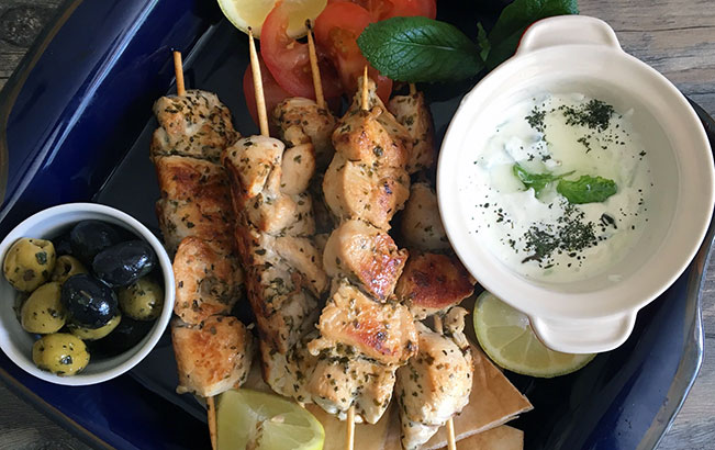 Greek Chicken Souvlaki & Tzatziki